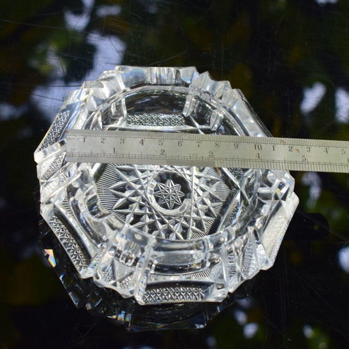 Bohemian Crystal Ashtray used, heavy handmade for cigars