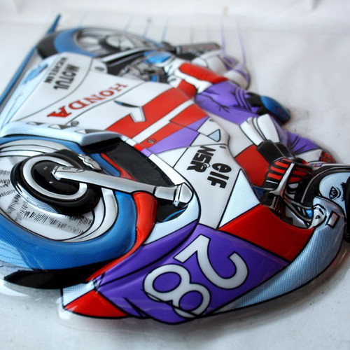 Vintage 80's Μηχανή Πίστας Honda Racing Πλαστική Διακοσμητική Αφίσα Τοίχου 53cm Καινούρια