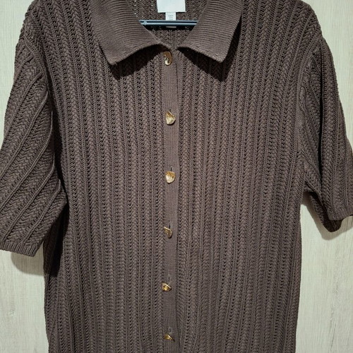 H&M cardigan short sleeve brown size M oversize cotton yarn like new