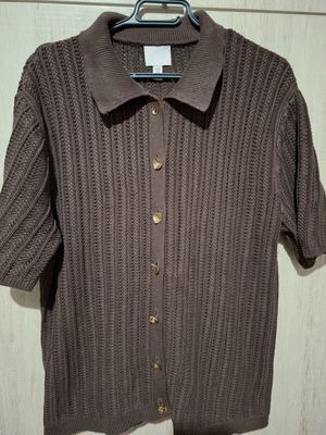 H&M cardigan short sleeve brown size M oversize cotton yarn like new