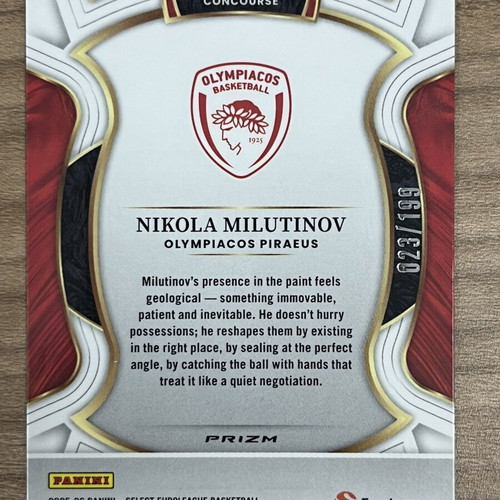 2025-26 Panini Select Euroleague Basketball Nikola Milutinov card like new