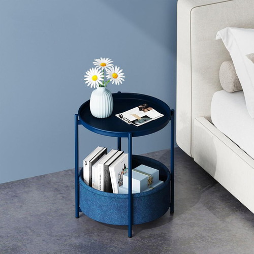 Modern round side table with storage, new