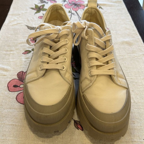 Mix Feel women's textile sneakers like new, beige with thick sole