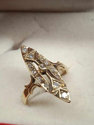 Gold ring 18K with diamonds vintage 1985 like new