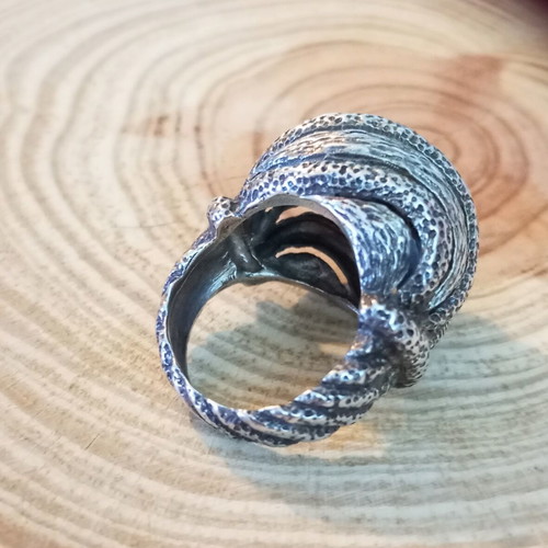 Silver 925 ring bombé hammered handmade, like new No. 54