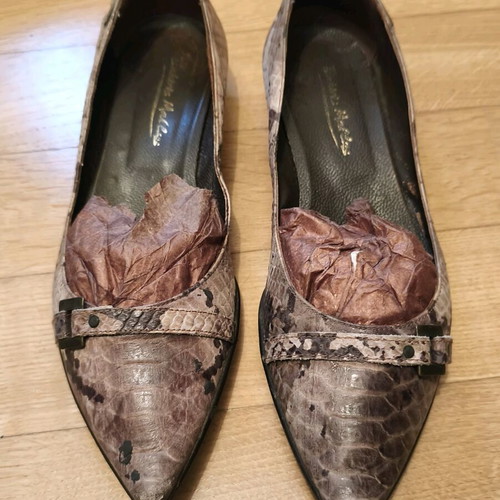 Tsakiris Mallas pumps used with low heel, leather, size 38, beige brown
