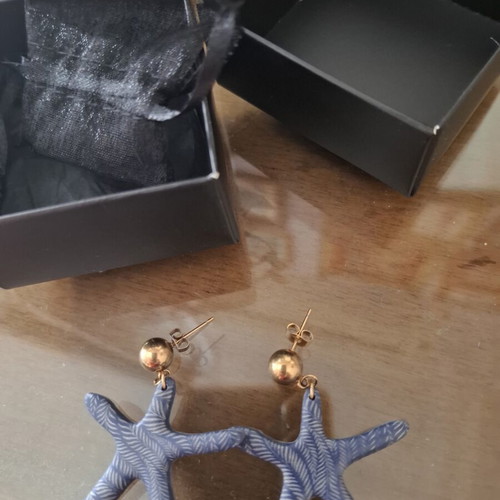 Tortora Studio blue starfish earrings, handmade