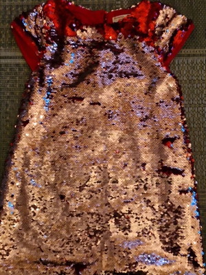 Du pareil girls dress 5 years like new, red with reversible sequin