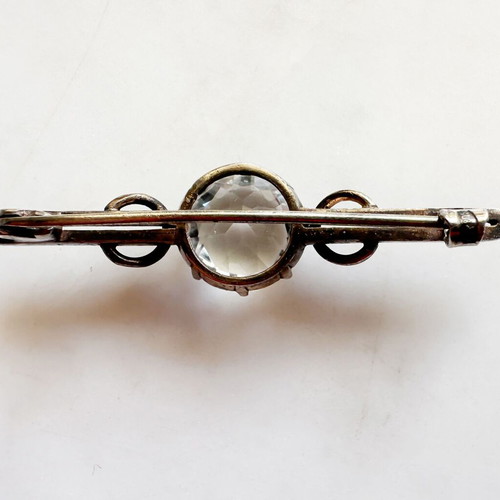 Vintage Soviet brooch used silver 875 with mountain crystal