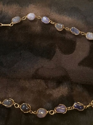 Vintage Artisan Necklace with Amethyst and Agate Stones, New