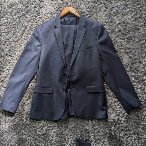 Mango Man Super Slim Fit suit like new, dark blue windowpane check