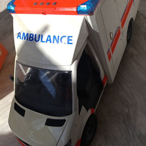 Ambulance Bruder toy used, missing one door with detached rear doors