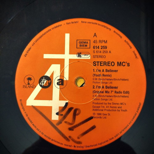 Stereo MC’s I’m A Believer 12'' Maxi Single used, original German pressing