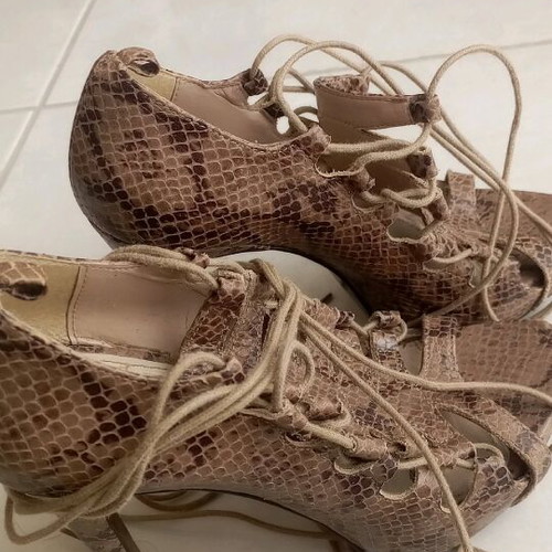 Zara sandals used, brown croco pattern, 12 cm heel, size 36
