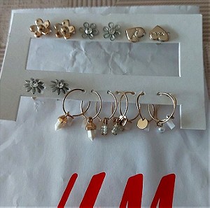 8 ζευγάρια σκουλαρίκια H&M,Bershka
