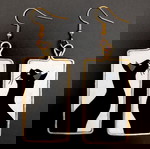  ΚΑΙΝΟΥΡΓΙΑ σκουλαρίκια "Μαύρη Γάτα". 7,5x2,5cm. Επηρεασμένα από την ιαπωνική τέχνη. Για φιλότεχνο.