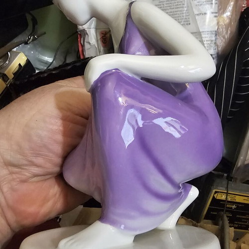 Hollohaza porcelain figurine of girl collecting water used