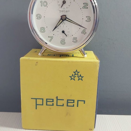 Peter vintage metal alarm clock new in box