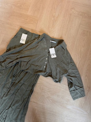 Zara women khaki coord set trousers size S and shirt size XS brand new