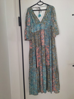 Boho maxi silk dress new, multicolor, size L