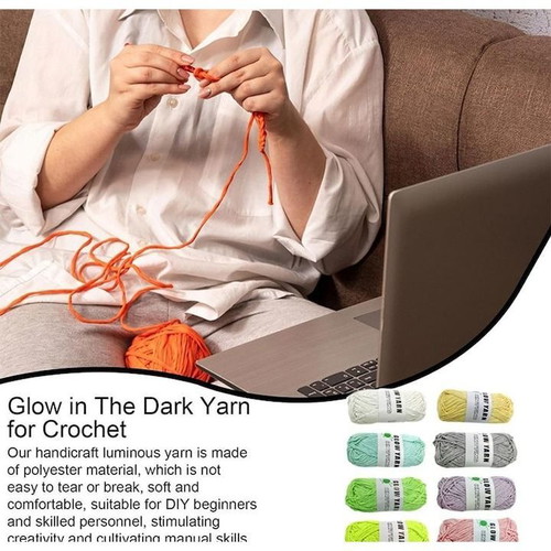 Glow in the Dark Yarn Set New, 8 Pieces, 2mm and 4mm