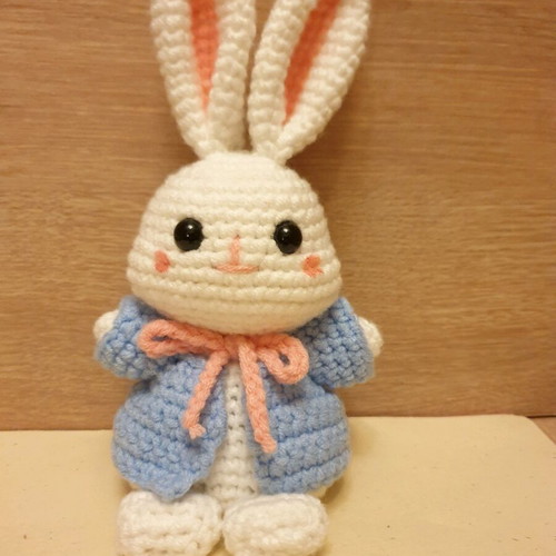 Amigurumi Bunny Doll handmade, 21cm, safe eyes, hypoallergenic filling