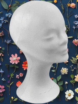 Doll head made of polystyrene used, height about 30cm
