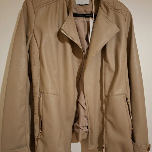 Rino&Pelle women's beige leather jacket size M new with tags