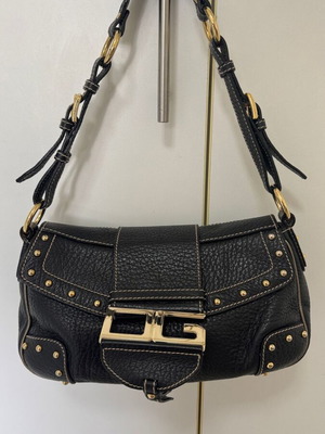 Dolce & Gabbana leather shoulder bag like new, black with gold details