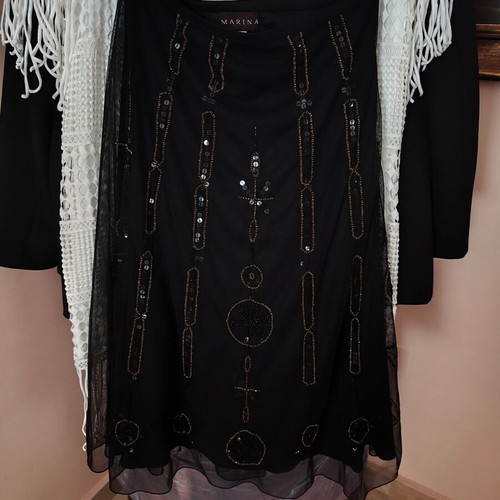 Marina embroidered tulle evening skirt, dark purple