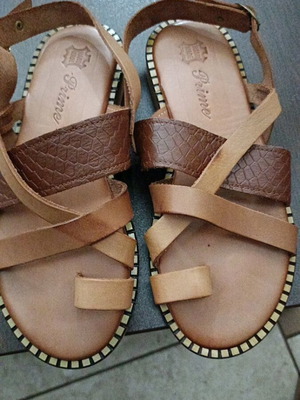 Prime Shoes leather handmade sandals size 36 brown new