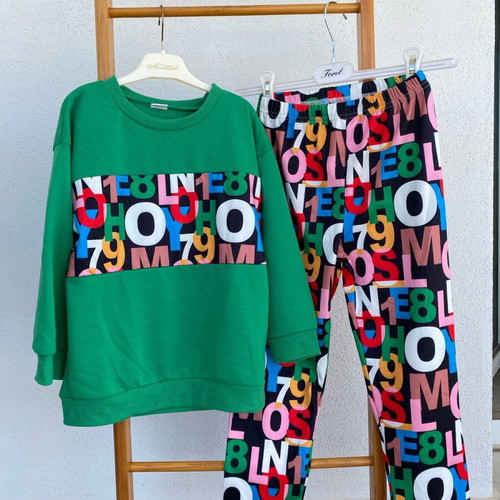 Set of leggings and shirt new, multicolor and green, size 116 cm