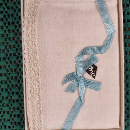 Osman vintage set of six cotton handkerchiefs with lace trim
