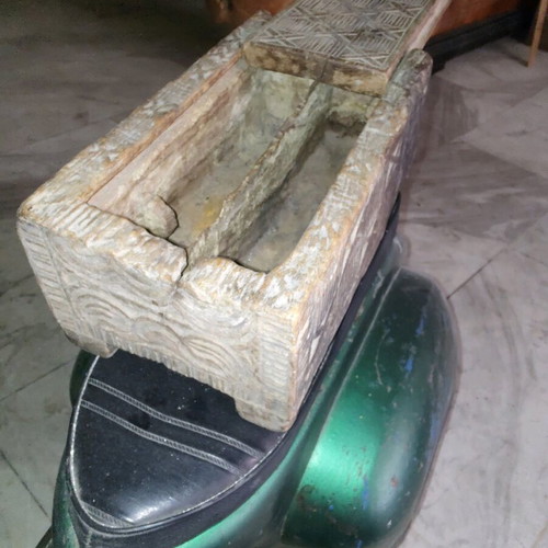 Wooden handmade box used, possibly Persian carved