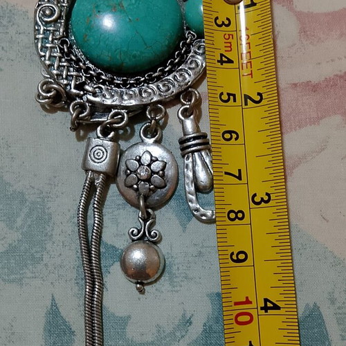 Necklace with turquoise stone, silver color
