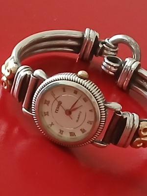 Silver 925 watch with gold details, stainless steel case, like new