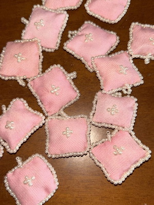 Fabric baptism favors set of 18 pink without decorations like new