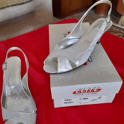 Elite silver women's sandals size 36 like new, 7 cm heel