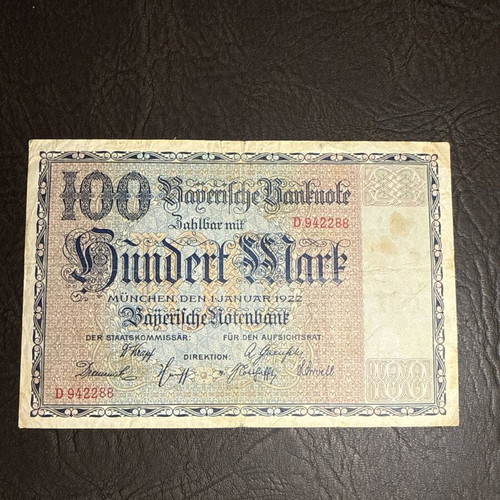 Bayerische Notenbank 100 Mark banknote new