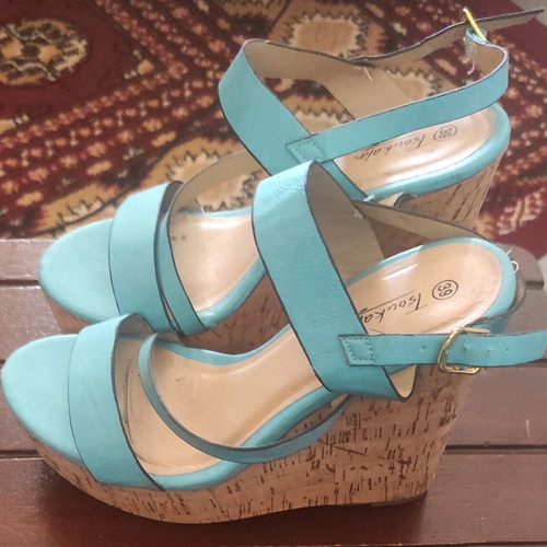 Platform No 39 used, turquoise Tsoukalas Shoes