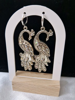 Peacock earrings new, handmade, multicolored silver