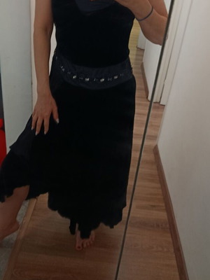 Silk Blend Velvet Dress New Black with Rhinestones