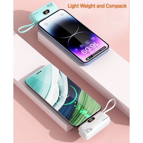 Power Bank 22.5W new, compact design with built-in cable
