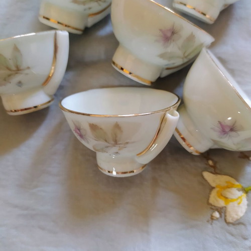 Vintage Japanese Sake Cups Set of 6 with Whistle
