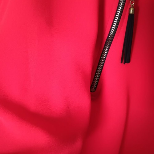 Red transparent blouse medium with front zipper like new