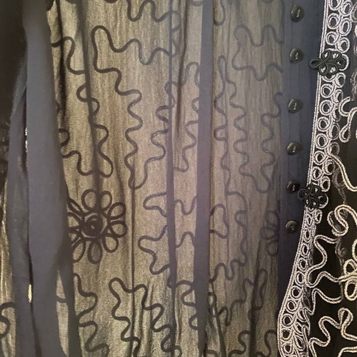 Black transparent kimono cardigan with embroidery XL new