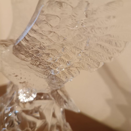 Crystal eagle with clock used, Italian crystal