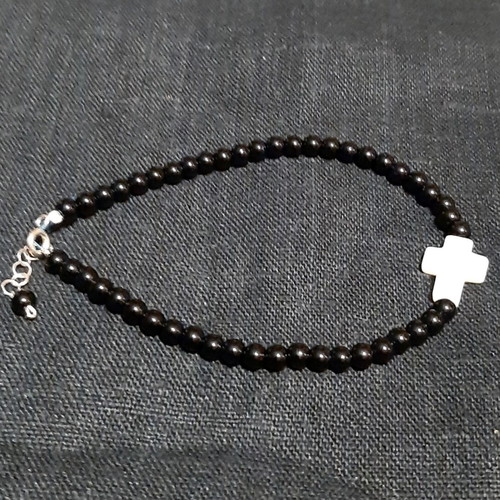 Coco bracelet new with onyx semiprecious stone, pearl and silver 925