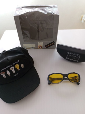 Collectible set black Jockey hat and Rezerba sunglasses with yellow lenses new