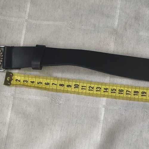 Black women's belt with oval rhinestone buckle